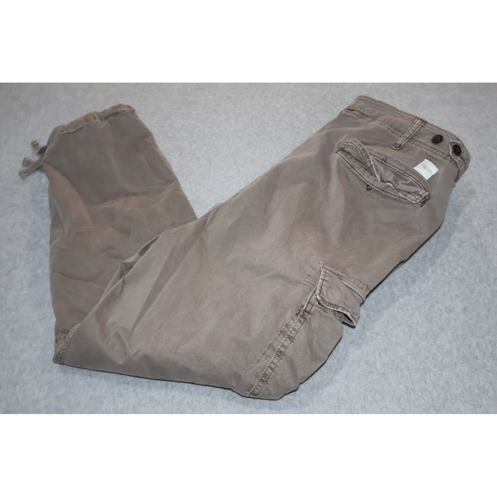 American Eagle Cargo Pants Men 36x28 Gray Flex Drawstring Hem Cotton Blend